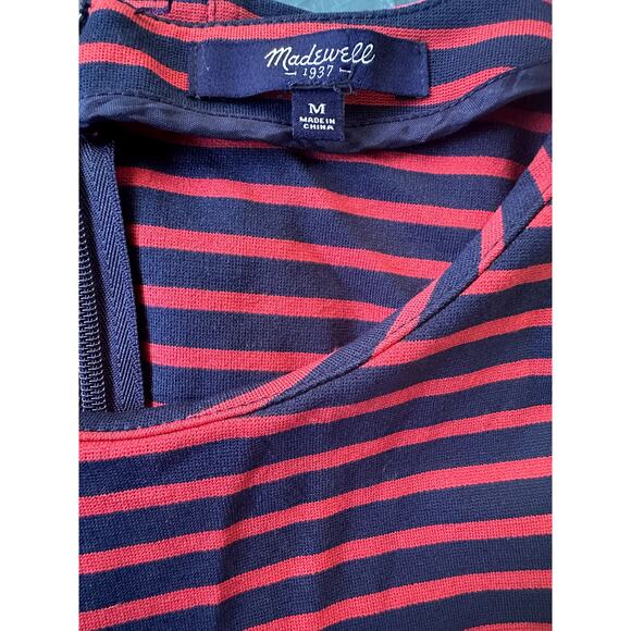 Madewell Blue Red Striped Long Sleeve Dress Medium - Picture 4 of 4